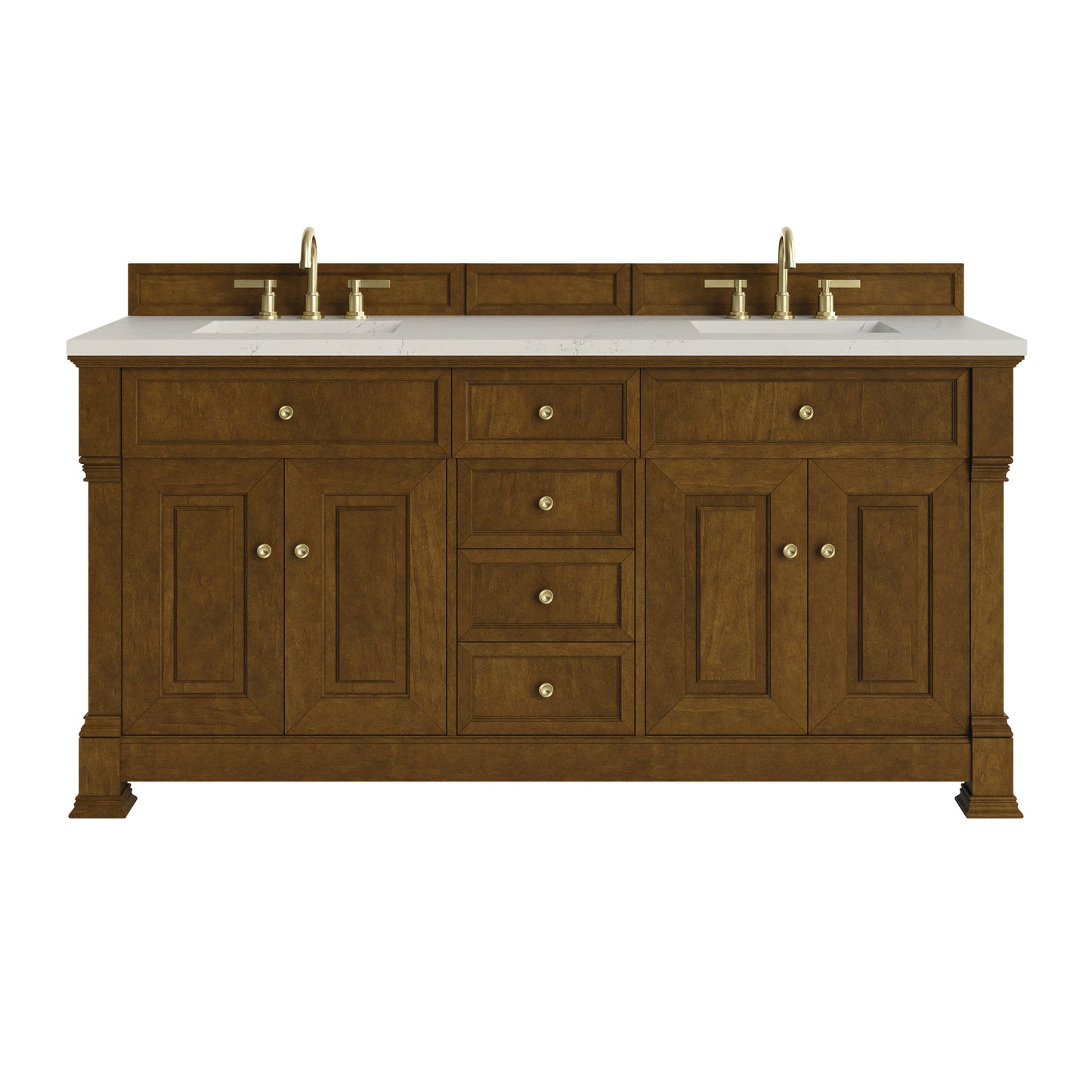 Renovate for Less Atlanta Brookfield 72" Double Vanity, Honey Oak, w/ 3 CM Siberian Silestone Top