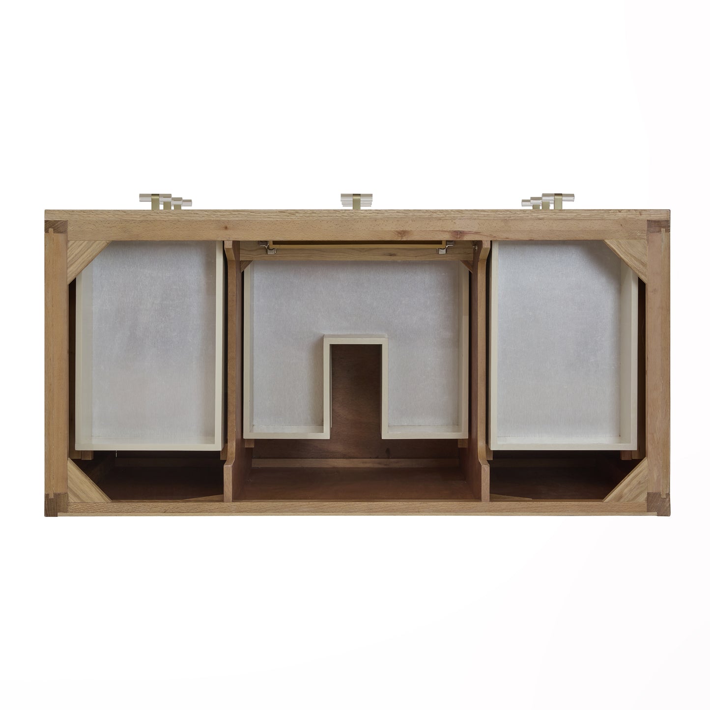 Renovate for Less Atlanta Celeste 48" Single Vanity, Sunwashed Oak with Embossed Shagreen w/ 3 CM Parisien Bleu Silestone Top w/ FreePower Wireless Charger