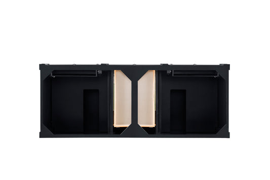 Renovate for Less Atlanta Brittany 60" Double Vanity, Black Onyx, w/ 3 CM Siberian Silestone Top