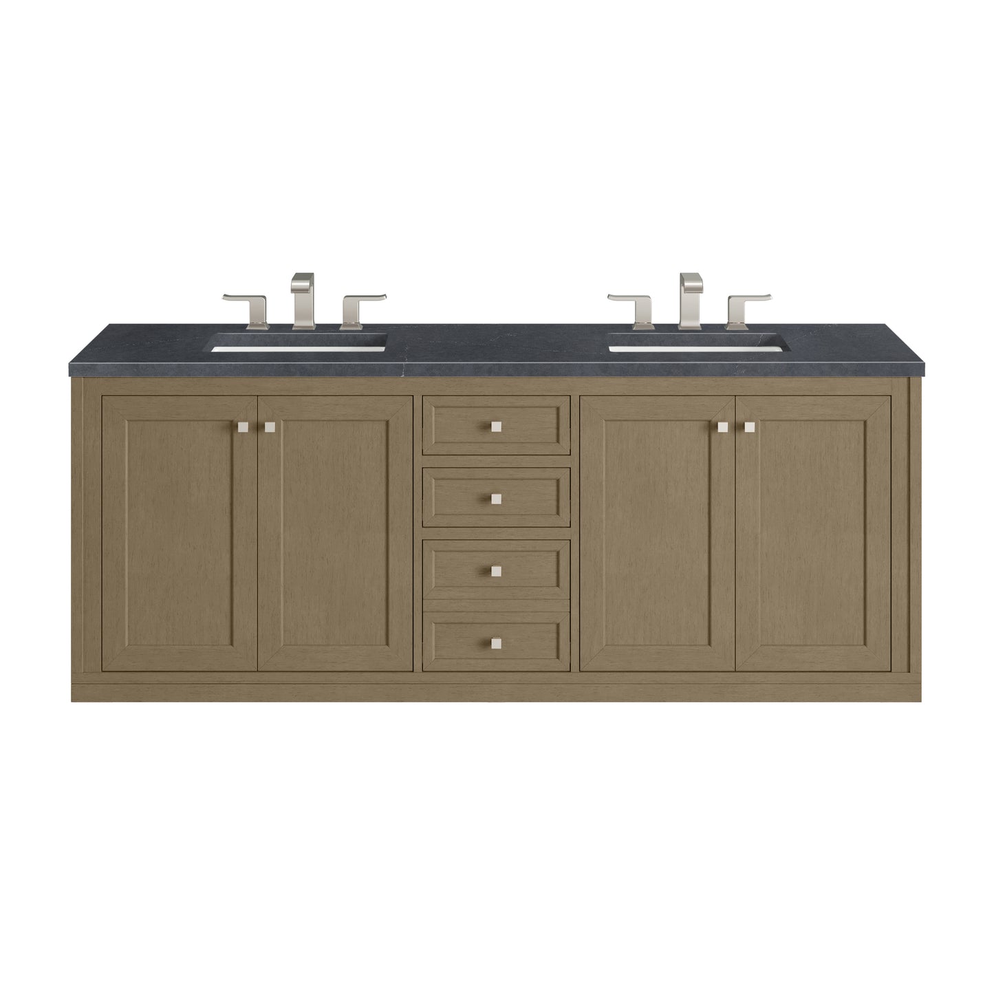 Renovate for Less Atlanta Chicago 72" Double Vanity, Walnut Whisper, w/ 3 CM Charcoal Soapstone Silestone® Top