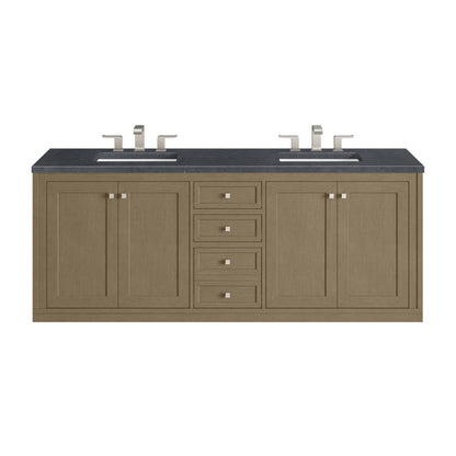 Renovate for Less Atlanta Chicago 72" Double Vanity, Walnut Whisper, w/ 3 CM Charcoal Soapstone Silestone® Top