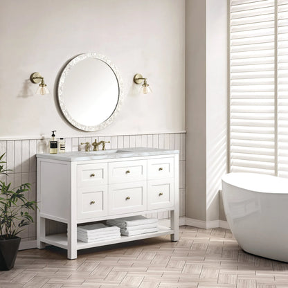 Breckenridge 48" Single Vanity, Bright White w/ 3 CM Victorian Silver Top