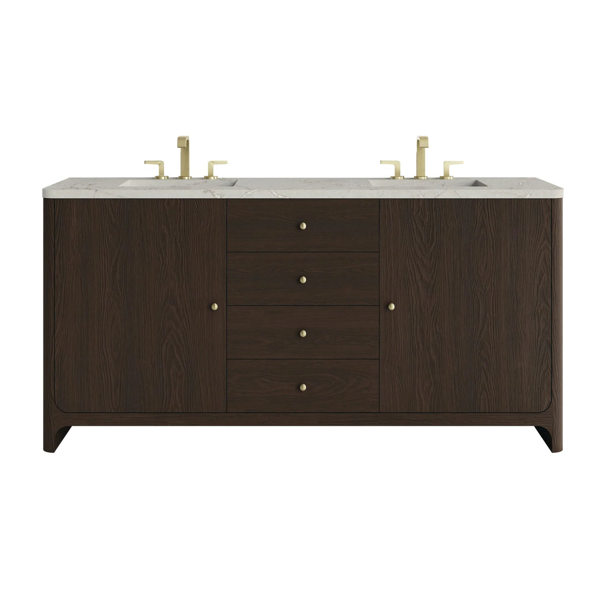 Gracyn 72" Double Vanity, Sable, w/ 3 CM Victorian Silver Quartz Widespread Top