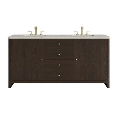 Gracyn 72" Double Vanity, Sable, w/ 3 CM Victorian Silver Quartz Widespread Top