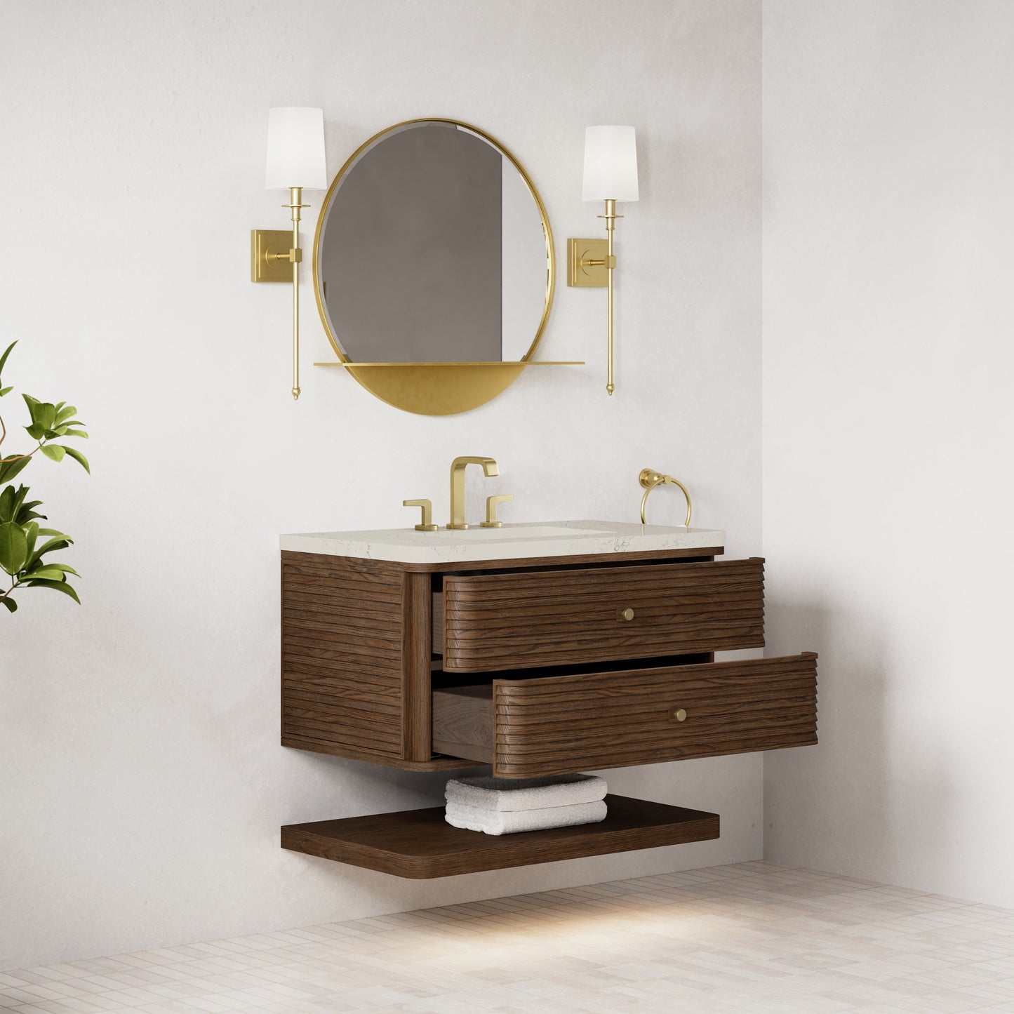 Renovate for Less Atlanta Allamari 36" Single Vanity, Sable w/ 3 CM Siberian Silestone Top