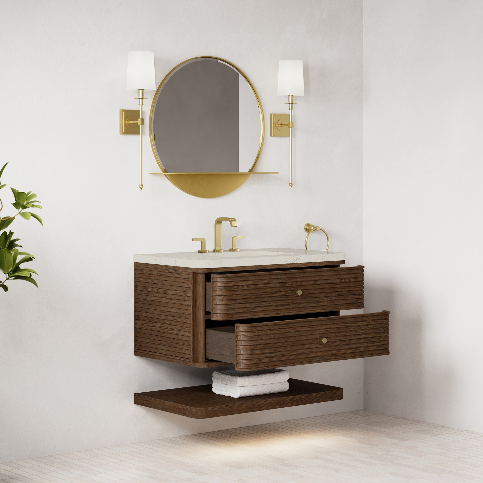 Renovate for Less Atlanta Allamari 36" Single Vanity, Sable w/ 3 CM Siberian Silestone Top