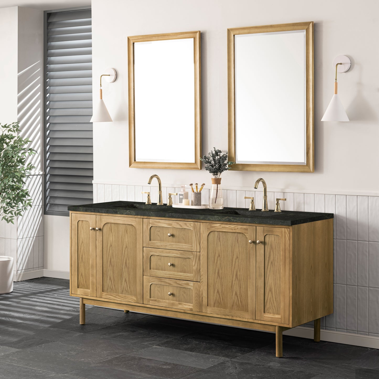 Renovate for Less Atlanta Laurent 72" Double Vanity, Light Natural Oak, w/ 3 CM Phantome Eclos Top
