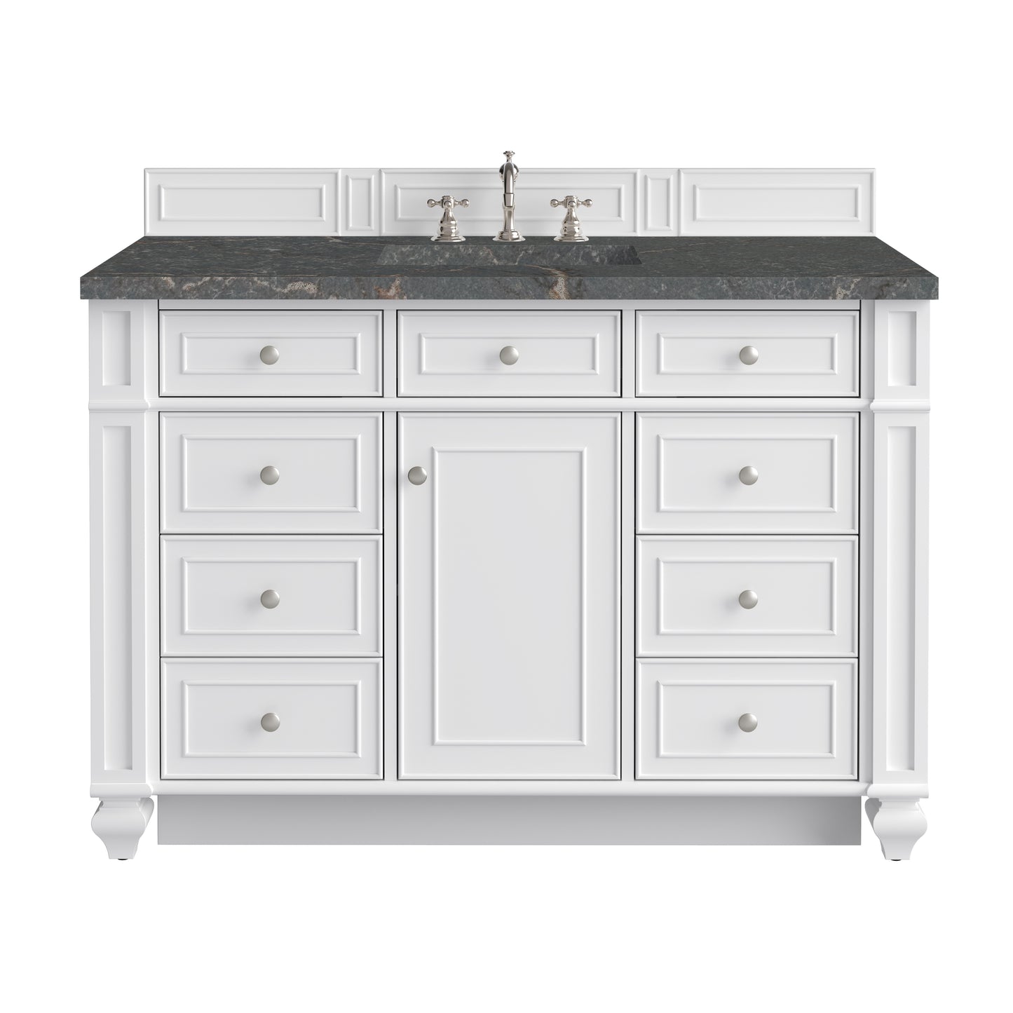 Renovate for Less Atlanta Bristol 48" Single Vanity, Bright White w/ 3 CM Parisien Bleu Silestone Top