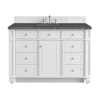 Renovate for Less Atlanta Bristol 48" Single Vanity, Bright White w/ 3 CM Parisien Bleu Silestone Top