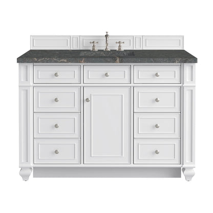 Bristol 48" Single Vanity, Bright White w/ 3 CM Parisien Bleu Silestone Top
