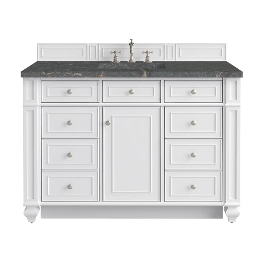 Bristol 48" Single Vanity, Bright White w/ 3 CM Parisien Bleu Silestone Top