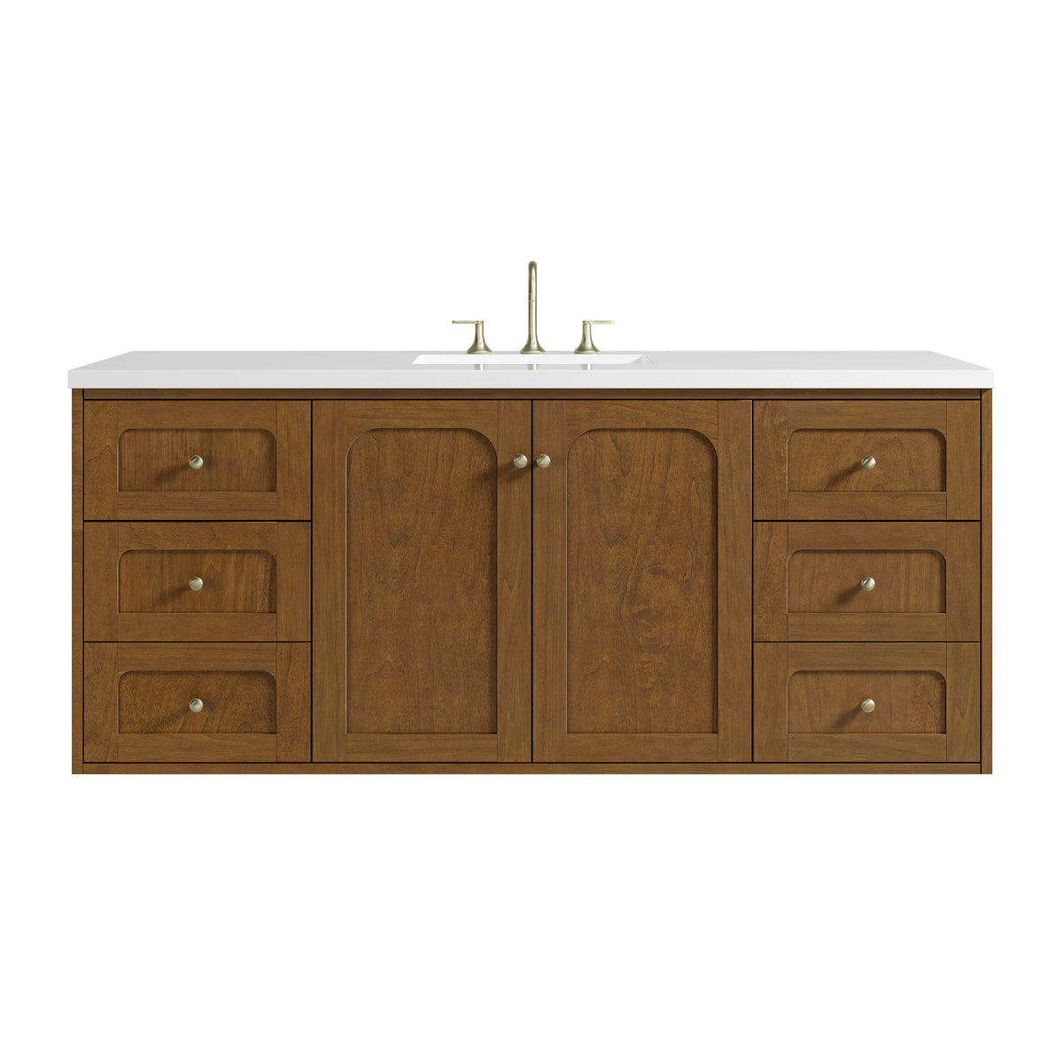 Laurent 60" Single Vanity, Honey Oak w/ 3 CM White Zeus Silestone Top