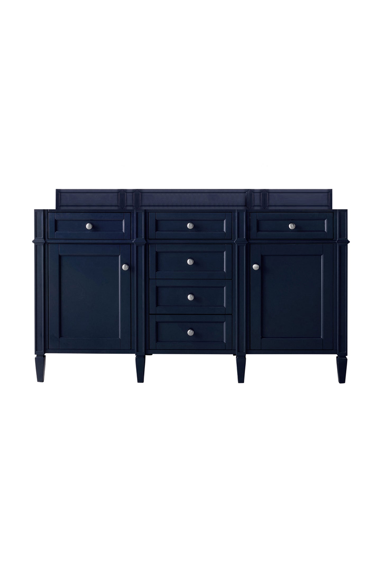 Renovate for Less Atlanta Brittany 60" Double Vanity, Victory Bleu w/ 3 CM Victorian Silver Silestone Top