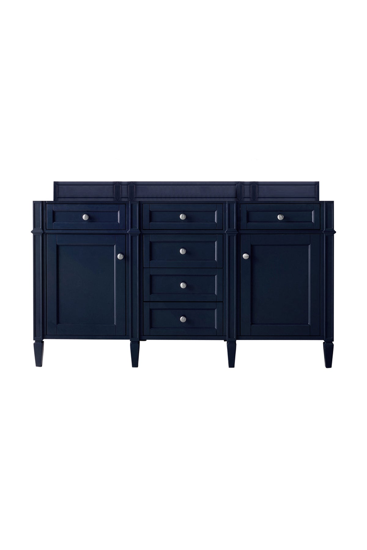 Brittany 60" Double Vanity, Victory Blue w/ 3 CM Carrara Marble Top