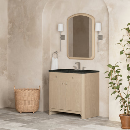 Renovate for Less Atlanta Gracyn 36" Single Vanity, Coastal Driftwood, w/ 3 CM Phantome Eclos Widespread Top