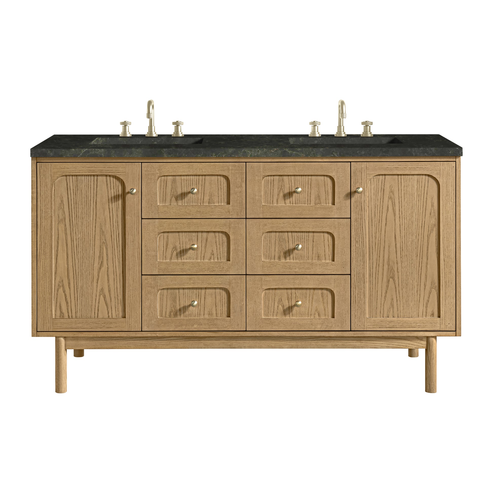 Renovate for Less Atlanta Laurent 60" Double Vanity, Light Natural Oak, w/ 3 CM Phantome Eclos Top
