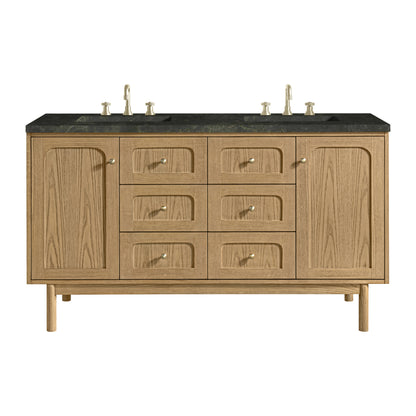 Renovate for Less Atlanta Laurent 60" Double Vanity, Light Natural Oak, w/ 3 CM Phantome Eclos Top
