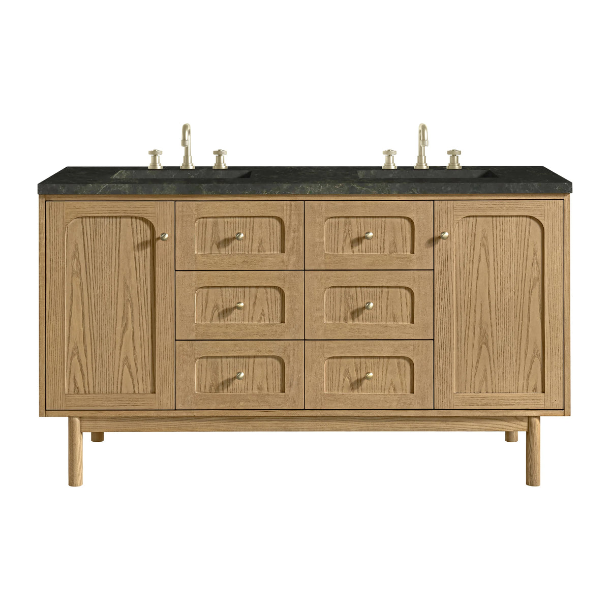 Laurent 60" Double Vanity, Light Natural Oak, w/ 3 CM Phantome Eclos Top