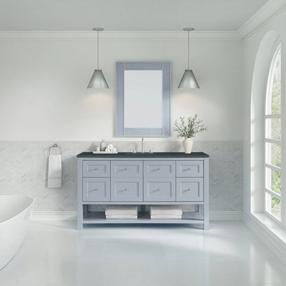 Breckenridge 60" Single Vanity, Serenity Blue, w/ 3 CM Charcoal Soapstone Quartz Top