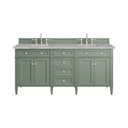 Renovate for Less Atlanta Brittany 72" Double Vanity, Smokey Celadon w/ 3 CM Victorian Silver Top