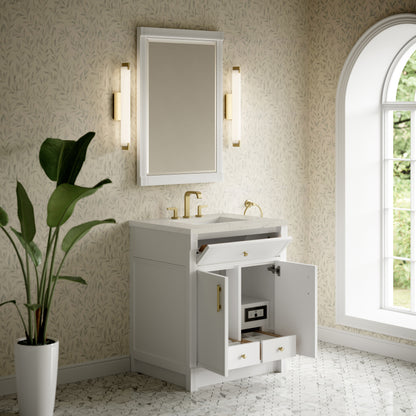 Renovate for Less Atlanta Bellshire 30" Single Vanity, Bright White w/ 3 CM Siberian Silestone Top