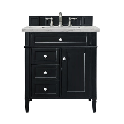 Renovate for Less Atlanta Brittany 30" Single Vanity, Black Onyx w/ 3 CM Carrara Marble Top