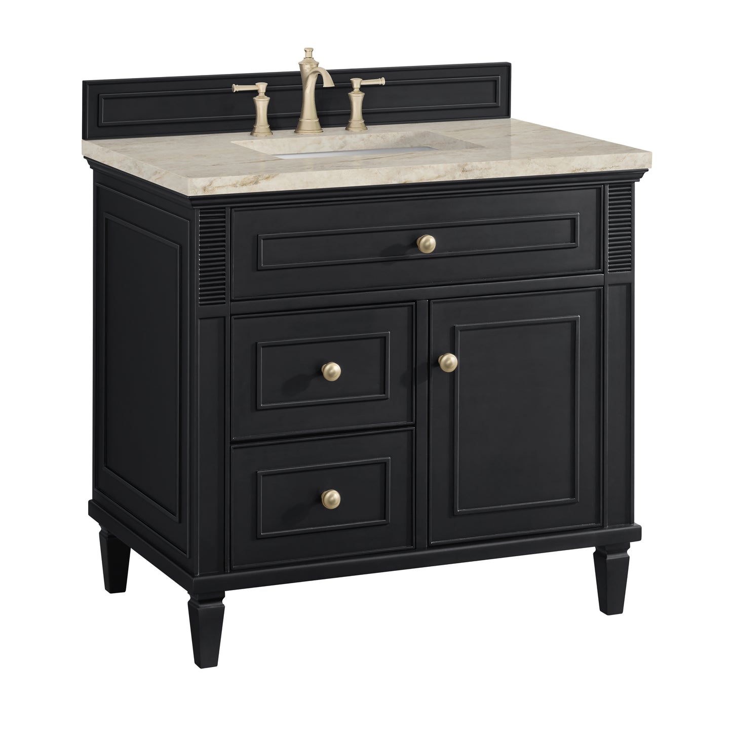 Renovate for Less Atlanta Lorelai 36" Single Vanity, Black Onyx, w/ 3 CM Tajnar Eclos Top
