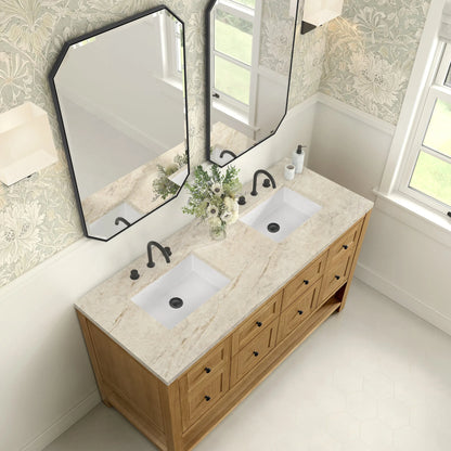 Breckenridge 60" Double Vanity, Light Natural Oak, w/ 3 CM Tajnar Eclos Top