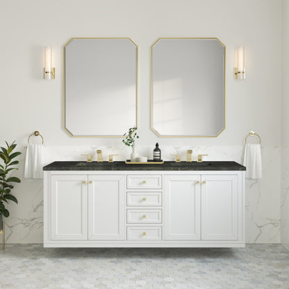 Renovate for Less Atlanta Chicago 72" Double Vanity, Glossy White, w/ 3 CM Phantome Eclos Top