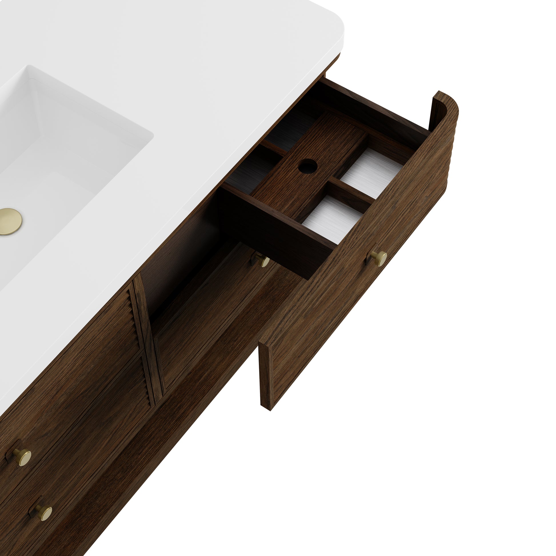 Renovate for Less Atlanta Allamari 48" Single Vanity, Sable w/ 3 CM White Zeus Silestone Top