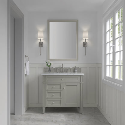 Renovate for Less Atlanta Brittany 36" Single Vanity, Urban Gray w/ 3 CM Ethereal Noctis Silestone Top
