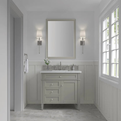 Brittany 36" Single Vanity, Urban Gray w/ 3 CM Ethereal Noctis Silestone Top
