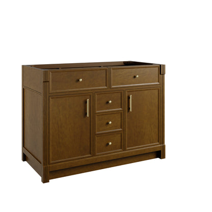 Renovate for Less Atlanta Bellshire 48" Single Vanity, Honey Oak w/ 3 CM Parisien Bleu Silestone Top
