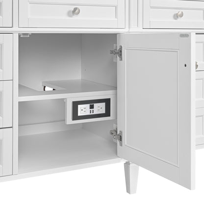 Renovate for Less Atlanta Brittany 84" Double Vanity, Bright White w/ 3 CM Eternal Jasmine Pearl Top w/FreePower Wireless Charger