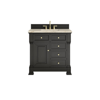 Renovate for Less Atlanta Brookfield 36" Single Vanity, Black Onyx, w/ 3 CM Tajnar Eclos Top