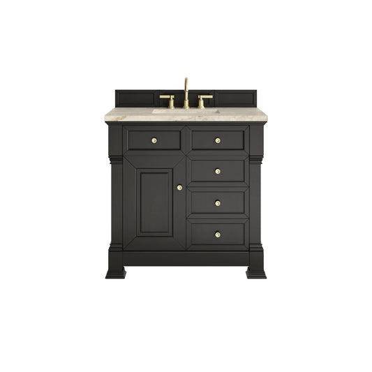 Brookfield 36" Single Vanity, Black Onyx, w/ 3 CM Tajnar Eclos Top