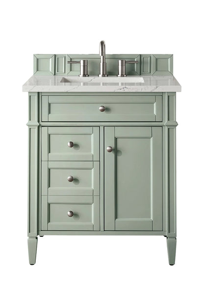 Brittany 30" Single Vanity, Sage Green, w/ 3 CM Ethereal Noctis Silestone Top
