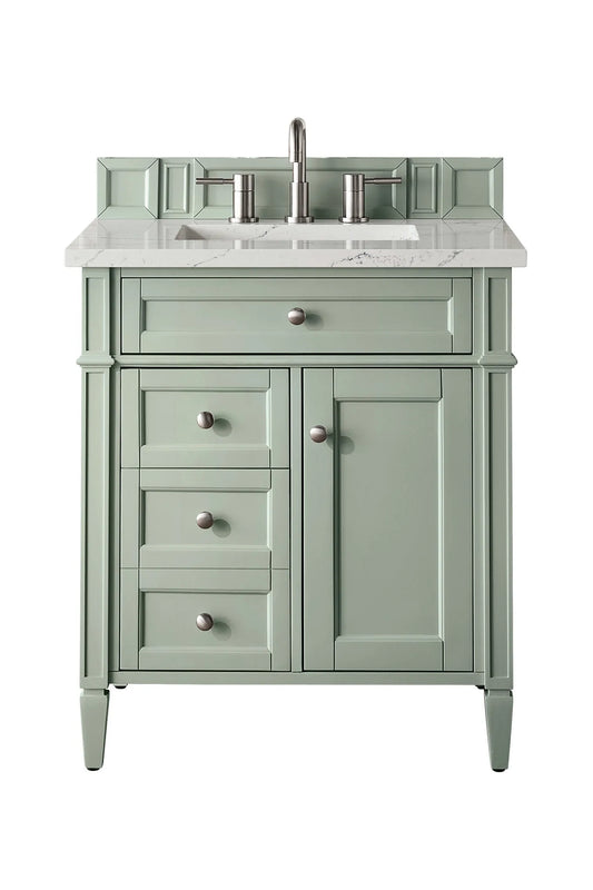 Brittany 30" Single Vanity, Sage Green, w/ 3 CM Ethereal Noctis Silestone Top
