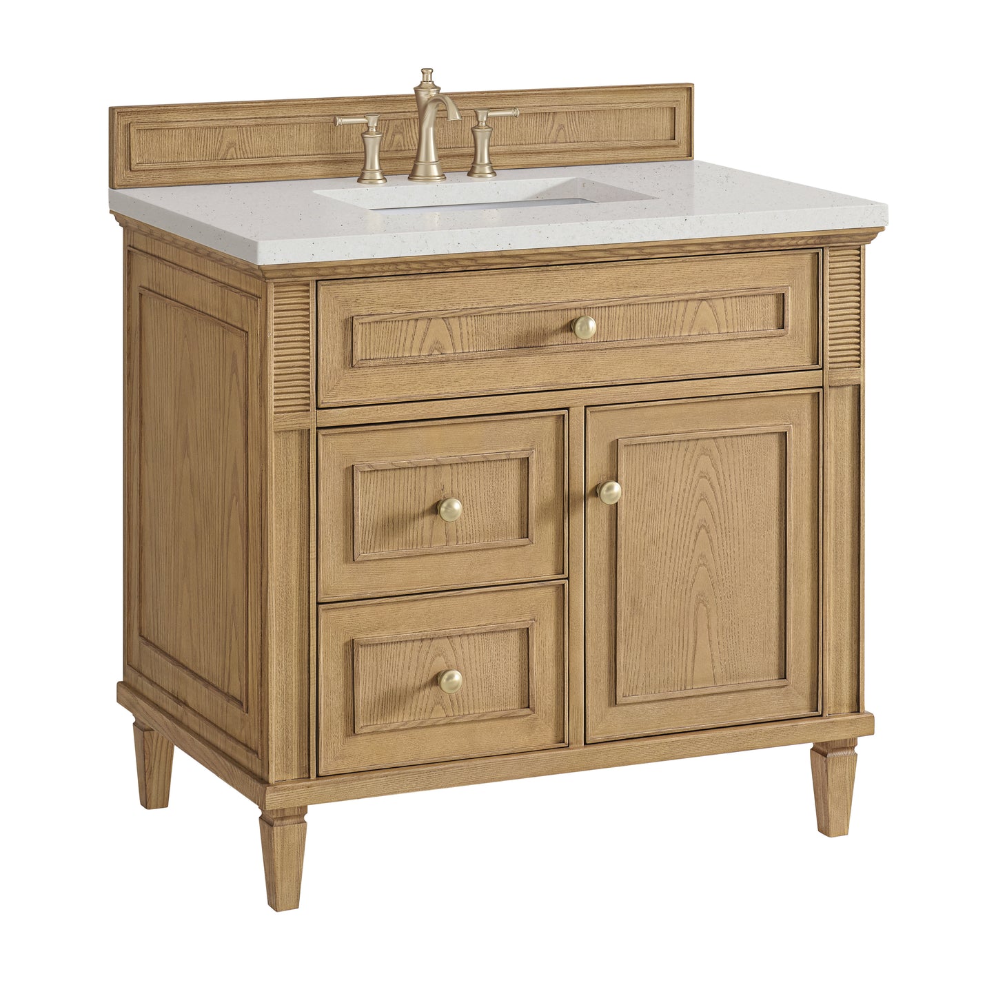 Renovate for Less Atlanta Lorelai 36" Single Vanity, Light Natural Oak w/ 3 CM Lime Delight Silestone Top