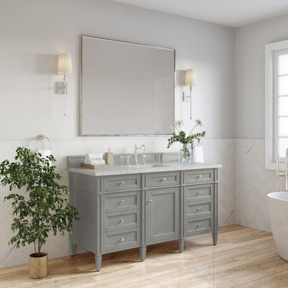 Renovate for Less Atlanta Brittany 60" Single Vanity, Urban Gray w/ 3 CM Eternal Jasmine Pearl Silestone Top