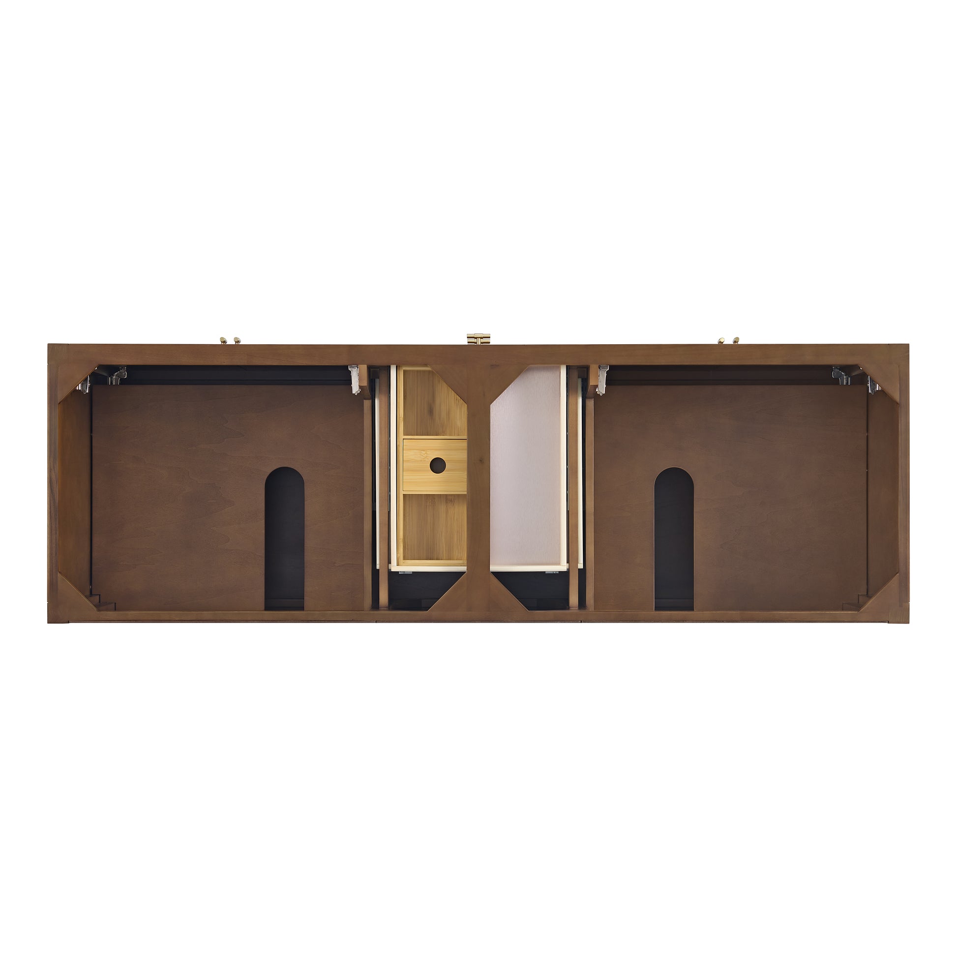 Renovate for Less Atlanta Myrrin 72" Double Vanity, Mid Century Walnut w/ 3 CM White Zeus Silestone Top