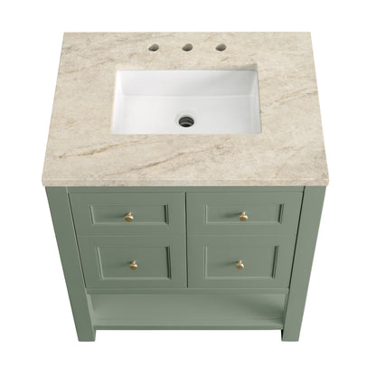 Renovate for Less Atlanta Breckenridge 30" Single Vanity, Smokey Celadon, w/ 3 CM Tajnar Eclos Top