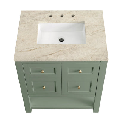 Breckenridge 30" Single Vanity, Smokey Celadon, w/ 3 CM Tajnar Eclos Top