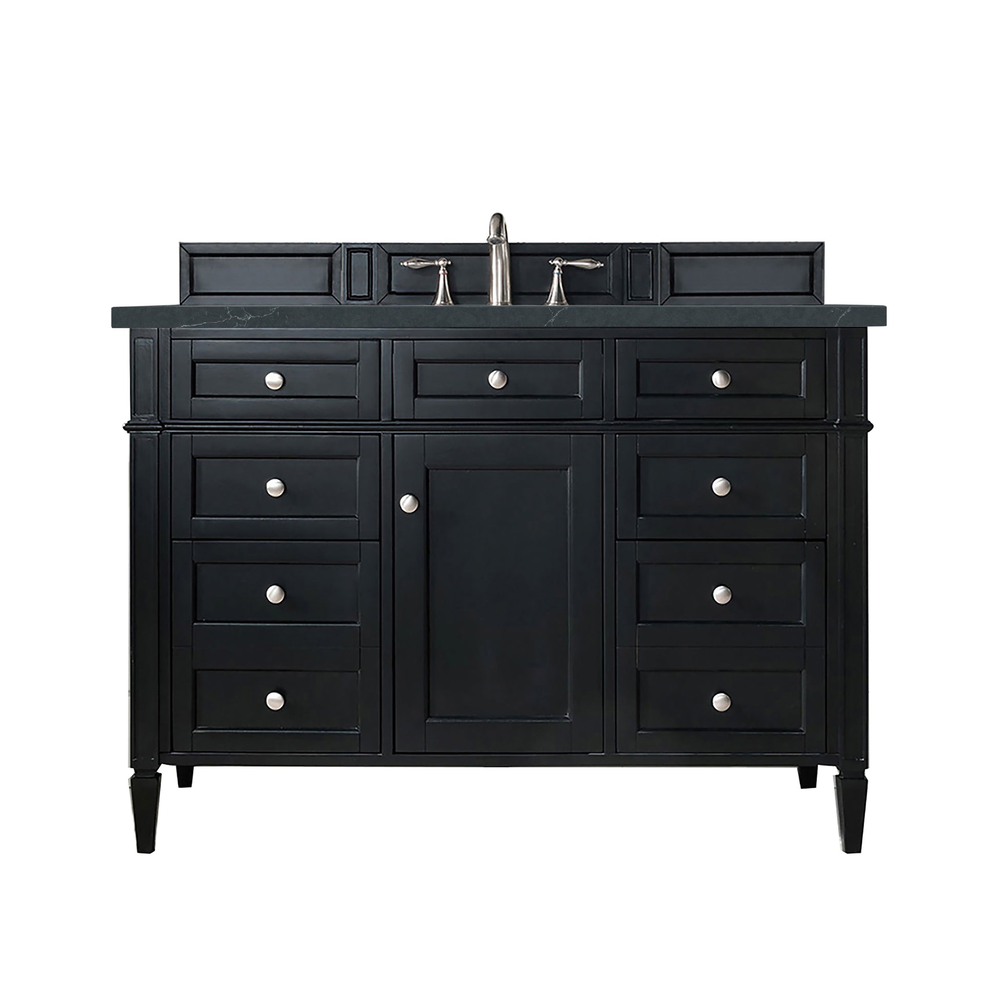 Renovate for Less Atlanta Brittany 48" Single Vanity, Black Onyx w/ 3 CM Charcoal Soapstone Silestone Top