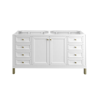 Renovate for Less Atlanta Chicago 60" Double Vanity, Glossy White, w/ 3 CM Ethereal Noctis Silestone® Top w/FreePower Wireless Charger