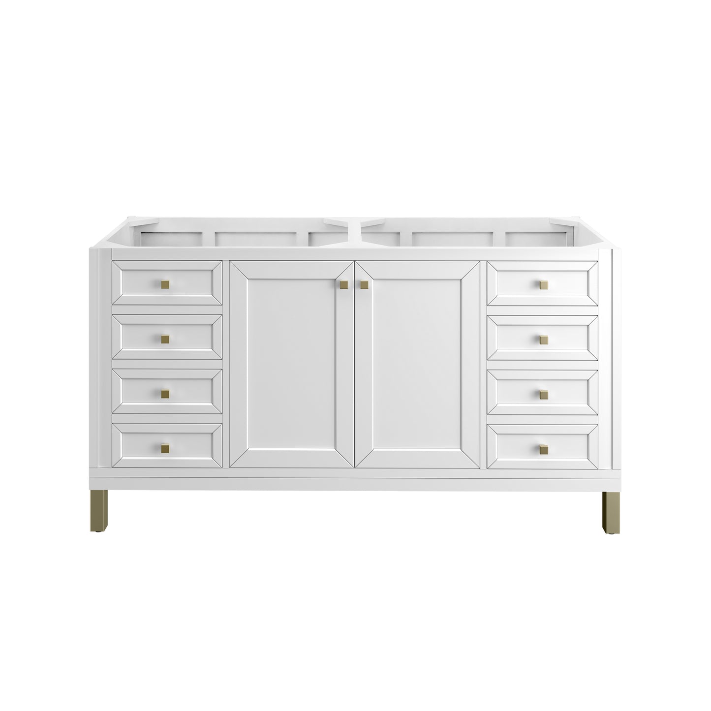 Renovate for Less Atlanta Chicago 60" Double Vanity, Glossy White, w/ 3 CM Charcoal Soapstone Silestone® Top