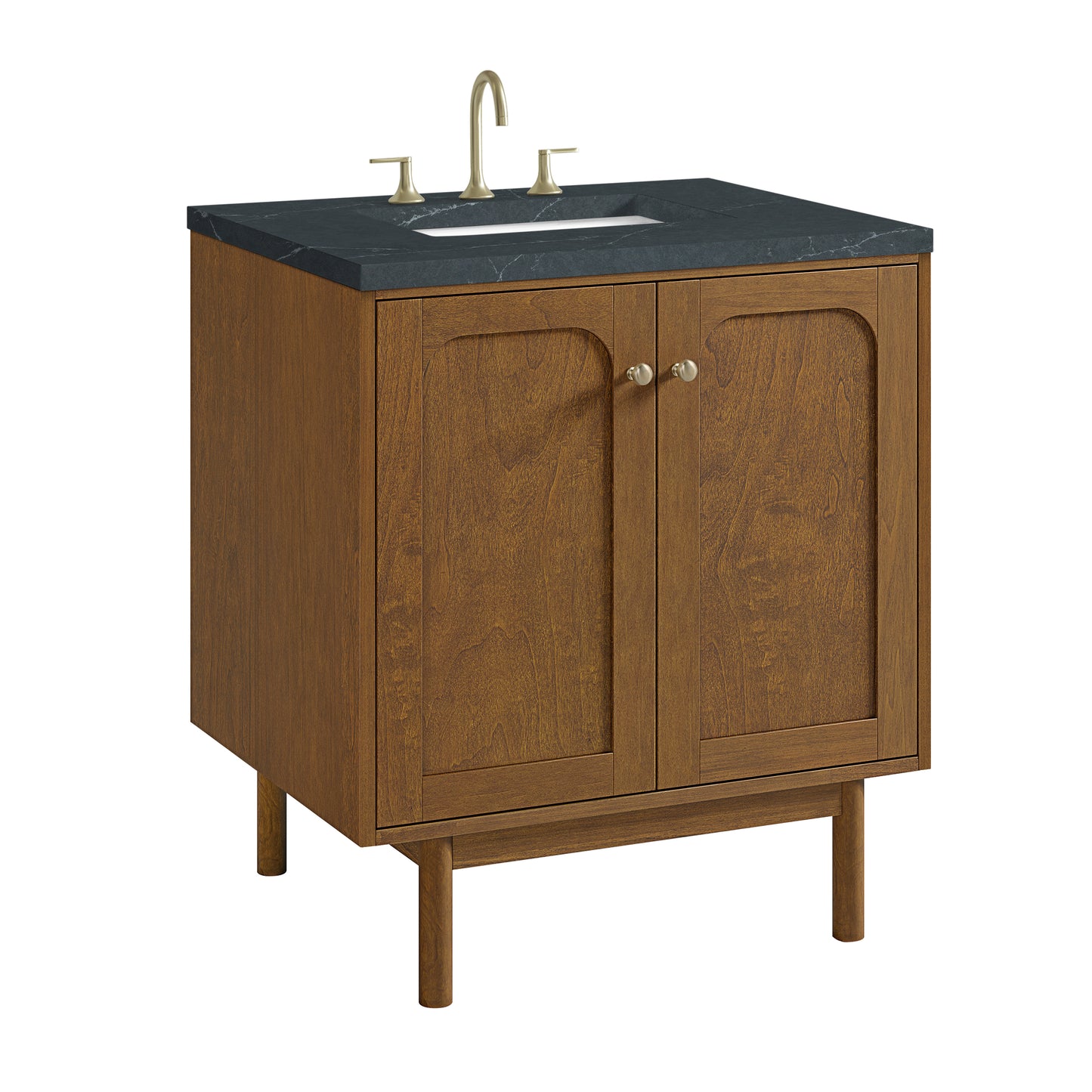 Renovate for Less Atlanta Laurent 30" Single Vanity, Honey Oak w/ 3 CM Charcoal Soapstone Silestone Top
