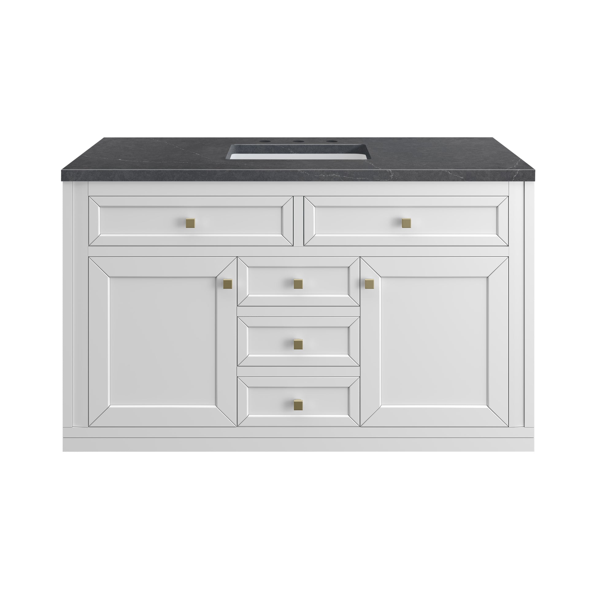 Renovate for Less Atlanta Chicago 48" Single Vanity, Glossy White, w/ 3 CM Charcoal Soapstone Silestone® Top
