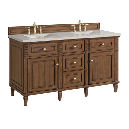 Renovate for Less Atlanta Lorelai 60" Double Vanity, Mid-Century Walnut, w/ 3 CM Siberian Silestone Top