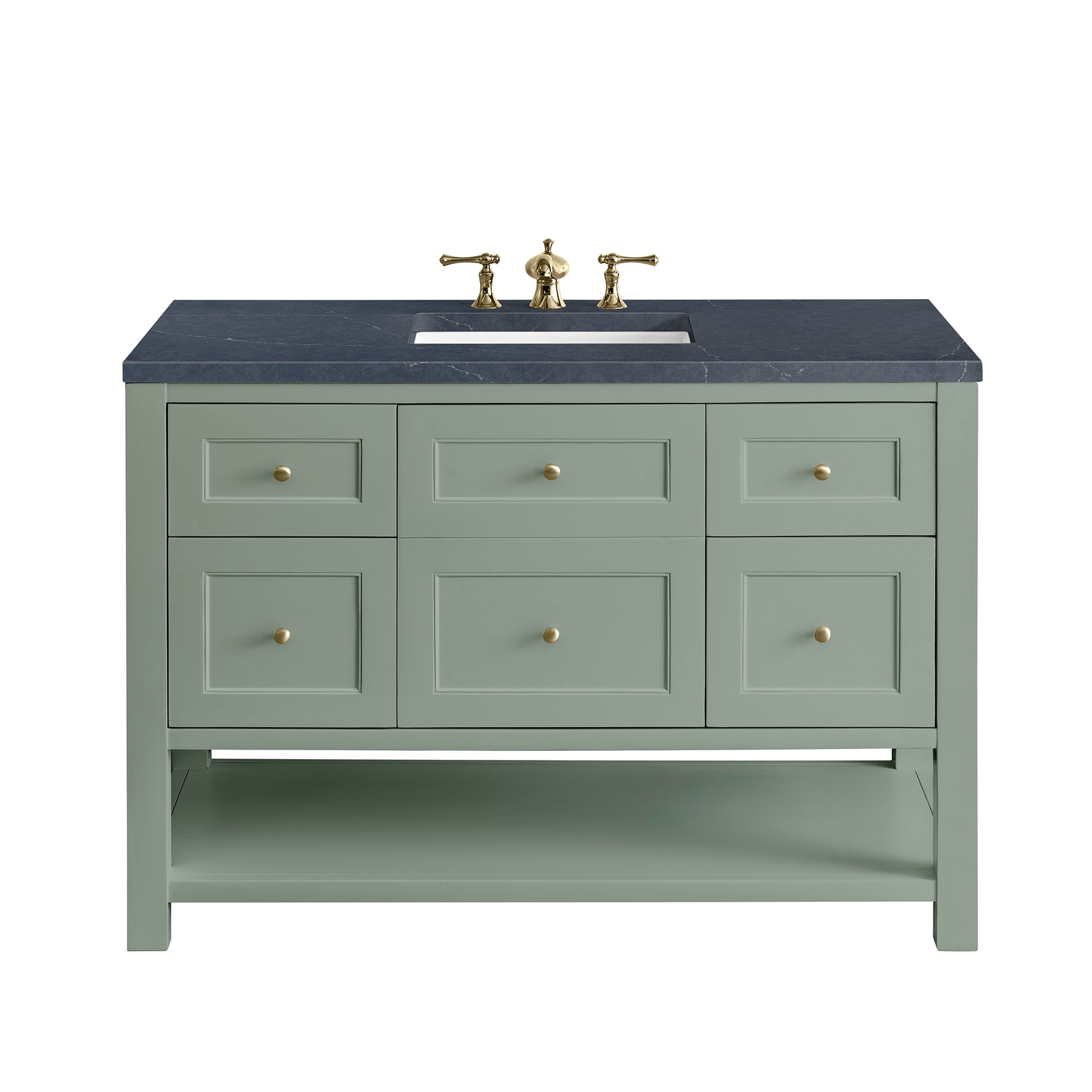 Renovate for Less Atlanta Breckenridge 48" Single Vanity, Smokey Celadon w/ 3 CM Charcoal Soapstone Top